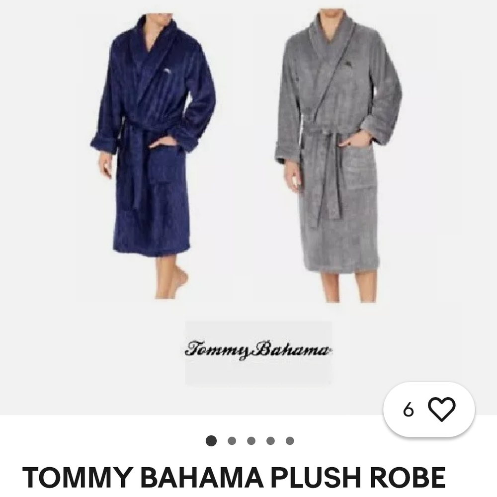 Tommy Bahama Plush Robe - Navy and Gray